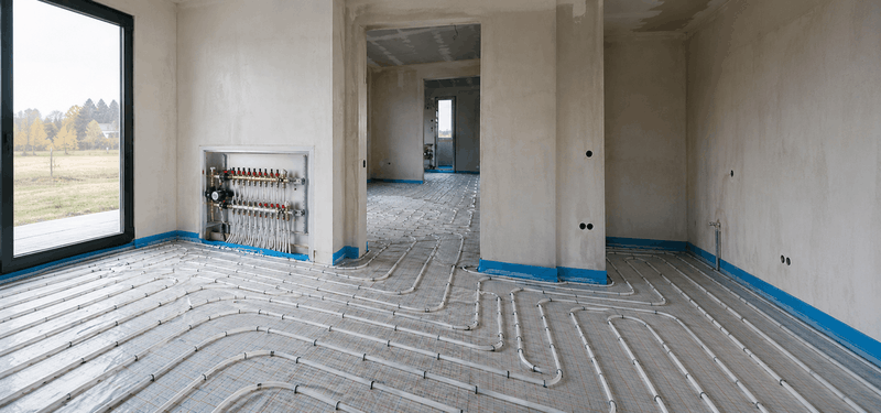 Instalación de aerotermia con suelo radiante y suelo refrescante